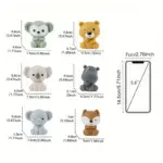 Papusi Marionete Koala pentru degete Figurine din cauciuc
