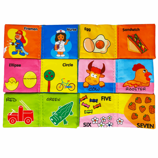 Set 6 Carti textile Jucarii senzoriale cu Animale Cifre Meserii