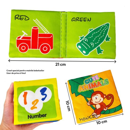 Set 6 Carti textile Jucarii senzoriale cu Animale Cifre Meserii