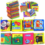 Set 8 carti textile Jucarii senzoriale cu Animale Cifre Culori