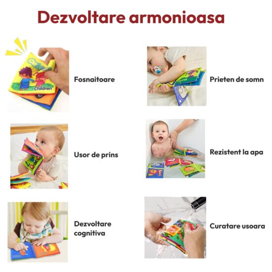 Set 8 carti textile Jucarii senzoriale cu Animale Cifre Meserii