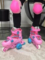 Set Role Roz cu Protectii reglabile Roti ajutatoare Frana Lumini