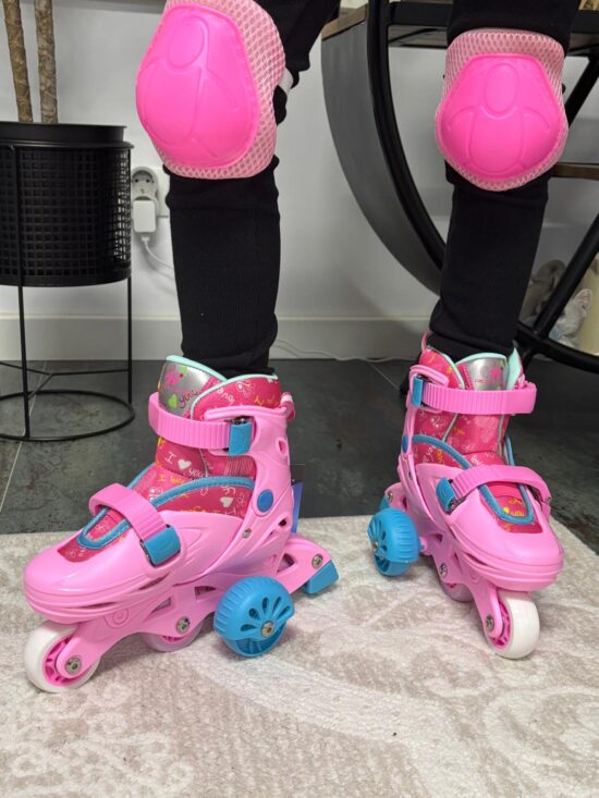 Set Role Roz cu Protectii reglabile Roti ajutatoare Frana Lumini