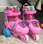 Set Role Roz cu Protectii reglabile Roti ajutatoare Frana Lumini