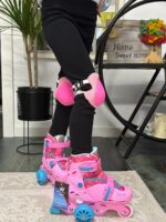 Set Role Roz cu Protectii reglabile Roti ajutatoare Frana Lumini