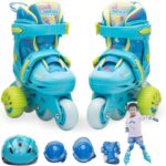 Set Role reglabile Bleu cu Lumini Protectii Roti ajutatoare Frana