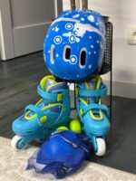 Set Role reglabile Bleu cu Lumini Protectii Roti ajutatoare Frana