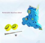 Set Role reglabile Bleu cu Lumini Protectii Roti ajutatoare Frana