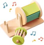 Tambur Dublu rotativ Cilindru lemn Jucarie Montessori cu oglinda