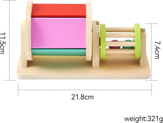 Tambur Dublu rotativ Cilindru lemn Jucarie Montessori cu oglinda