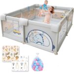 Tarc de joaca Gri Loc pentru bebelusi copii cu 60 bile colorate