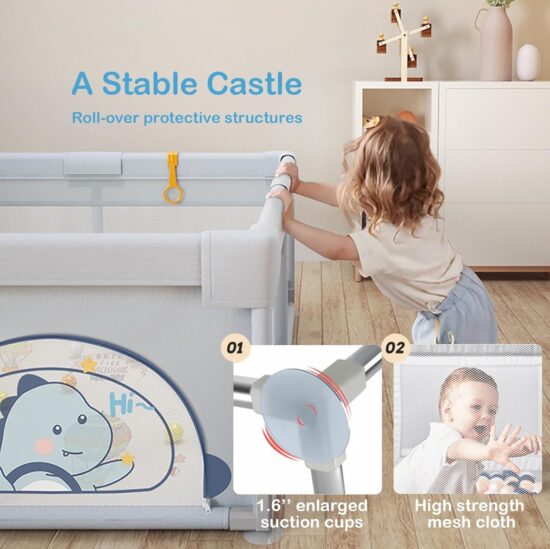 Tarc de joaca Gri Loc pentru bebelusi copii cu 60 bile colorate