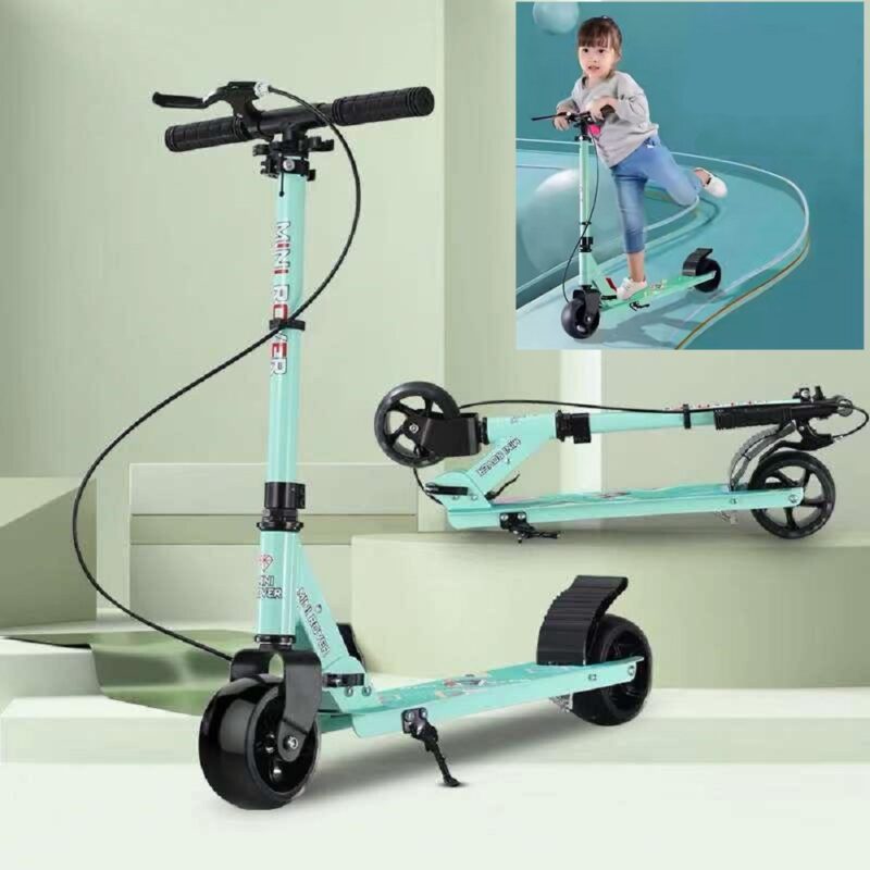 Trotineta pliabila Verde Frana de mana Spate Scooter cu Lumini
