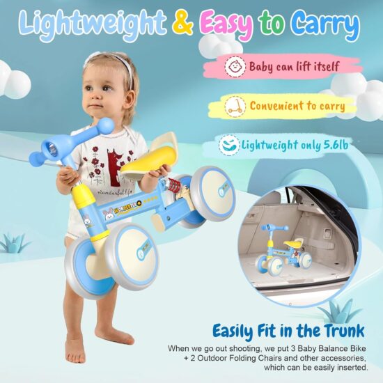 Bicicleta de echilibru cu Lumini si 4 roti pentru copii 1-3 ani