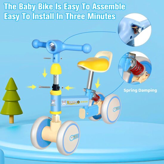 Bicicleta de echilibru cu Lumini si 4 roti pentru copii 1-3 ani