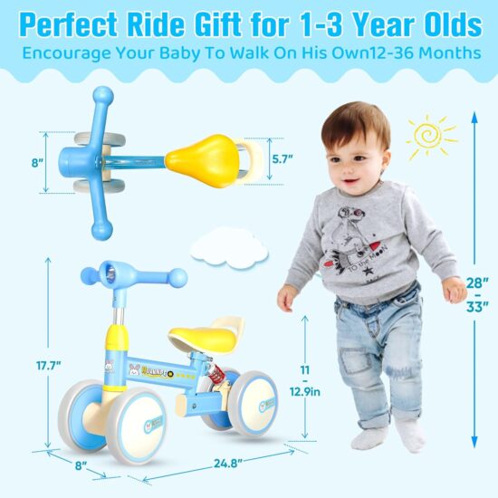 Bicicleta de echilibru cu Lumini si 4 roti pentru copii 1-3 ani