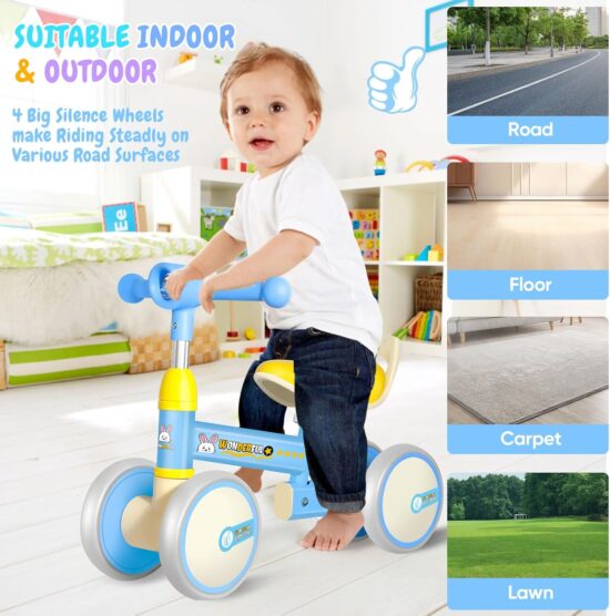 Bicicleta de echilibru cu Lumini si 4 roti pentru copii 1-3 ani