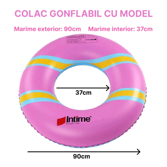 Colac Gonflabil Accesoriu de inot Intime Roz Bleu 90 cm