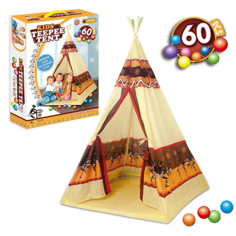 Cort copii tip Indian cu 60 bile colorate Casuta de joaca