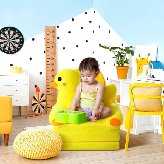 Fotoliu extensibil copii Patut cu Ratusca galbena din plus pufos