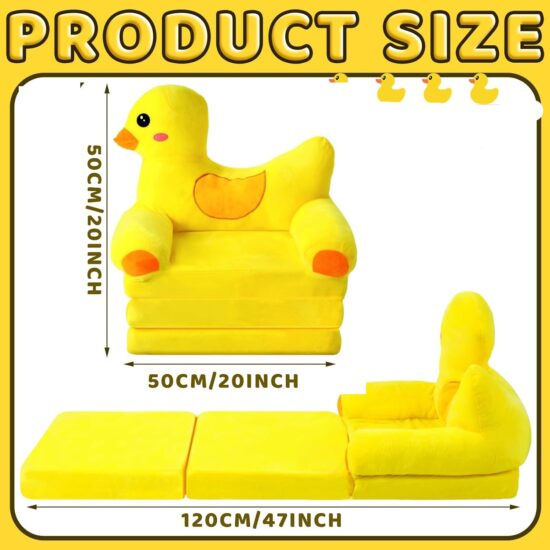 Fotoliu extensibil copii Patut cu Ratusca galbena din plus pufos