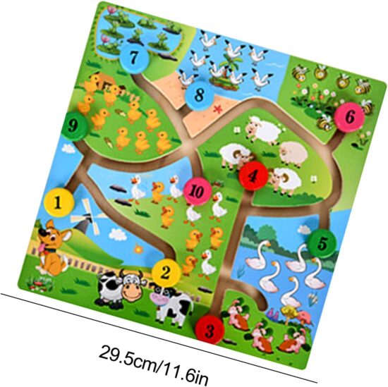 Joc Montessori Labirint Cifre Operatii cu Animale din lemn copii