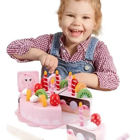 Jucarie copii Tort aniversar din lemn Accesorii bucatarie