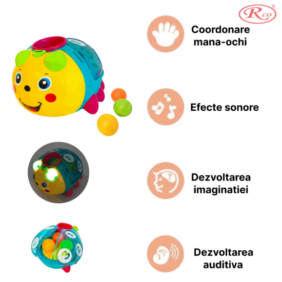 Jucarie interactiva bebe cu Aripi transparente si bilute colorate