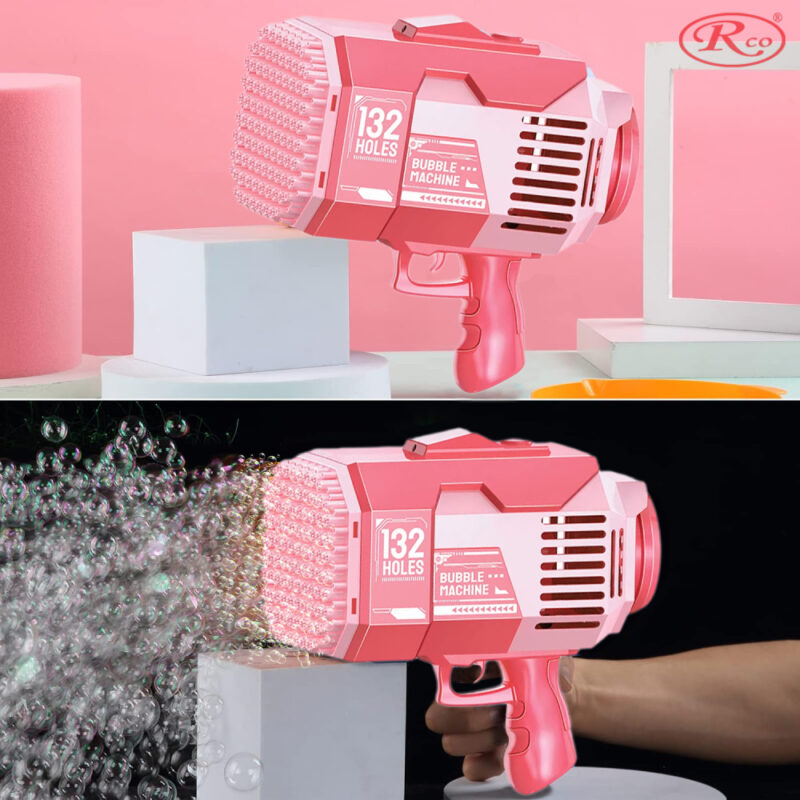 Pistol cu baloane Roz Bubble Rocket 2 rezerve pentru lichid