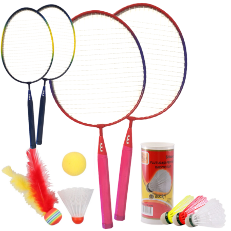 Set Palete Badmington Rachete cu fluturasi si minge moale cu pene