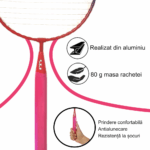 Set Palete Badmington Rachete cu fluturasi si minge moale cu pene