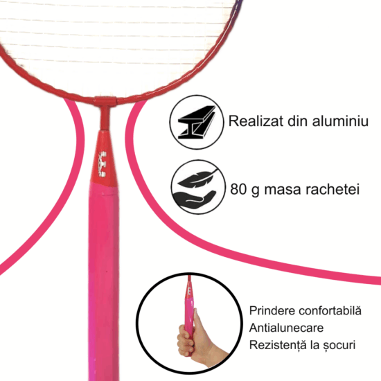 Set Palete Badmington Rachete cu fluturasi si minge moale cu pene