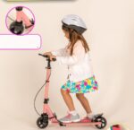 Trotineta pliabila Roz Frana de mana Spate Scooter cu Lumini