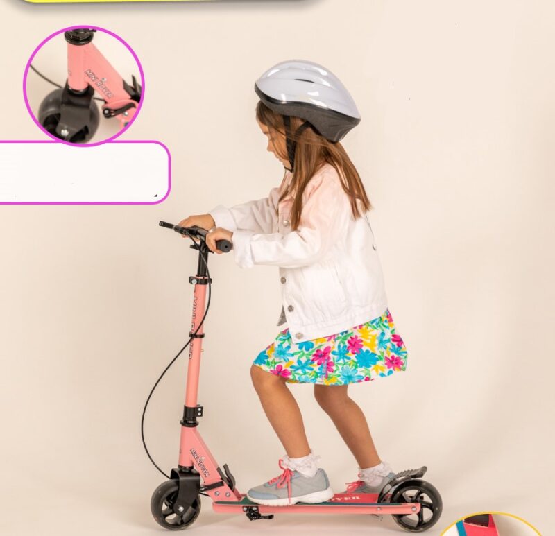 Trotineta pliabila Roz Frana de mana Spate Scooter cu Lumini