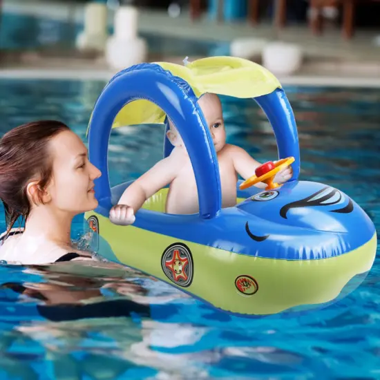 Colac Masinuta Albastru cu Parasolar Barcuta gonflabila bebe