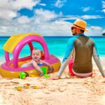 Colac Masinuta Roz cu Parasolar Barcuta gonflabila bebe