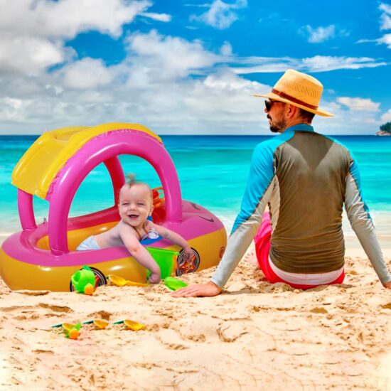 Colac Masinuta Roz cu Parasolar Barcuta gonflabila bebe