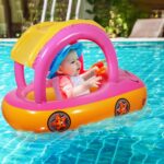 Colac Masinuta Roz cu Parasolar Barcuta gonflabila bebe