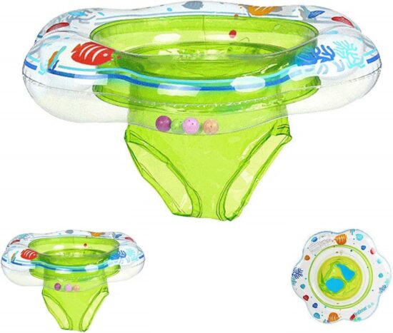 Colac cu chilotel de inotat Verde pentru bebelusi tip Scaunel