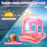 Colac de inot Roz cu Parasolar si chilotel Barcuta gonflabila bebe