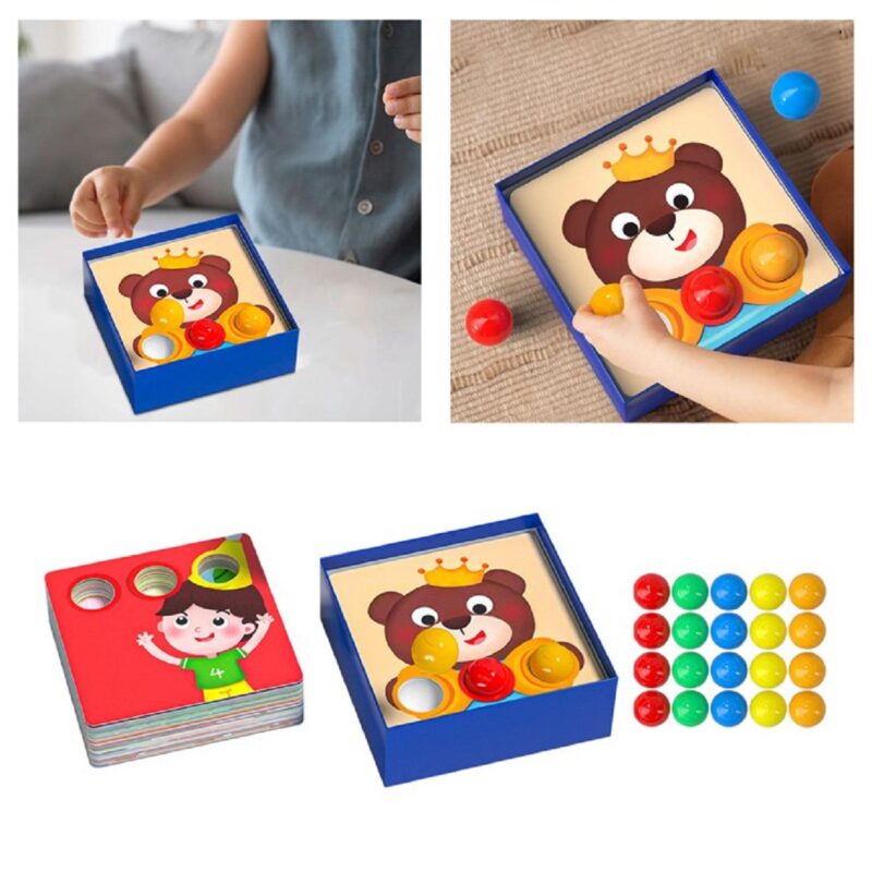 Joc educativ copii Puzzle cu bile si ilustratii pentru motricitate