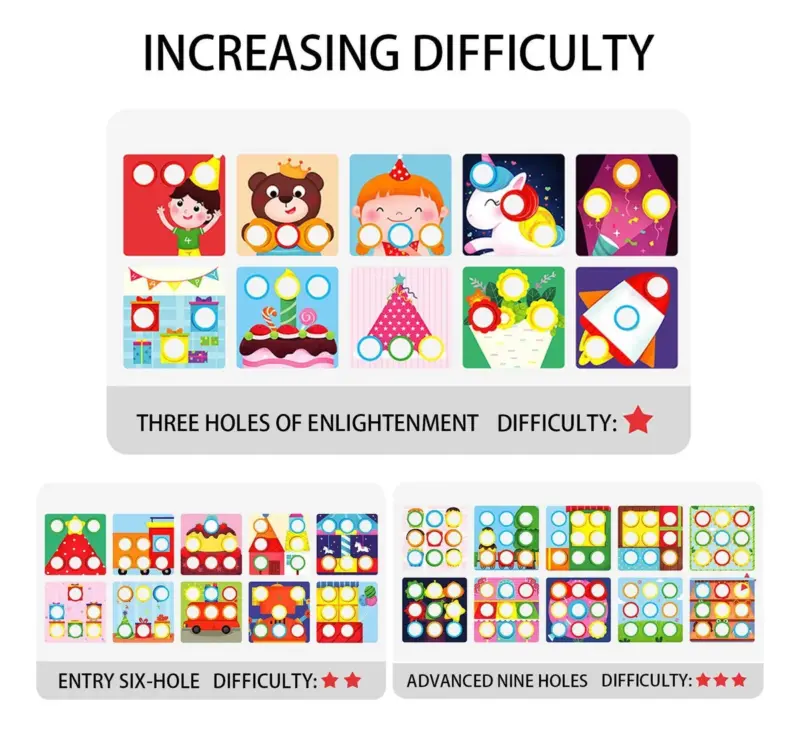 Joc educativ copii Puzzle cu bile si ilustratii pentru motricitate