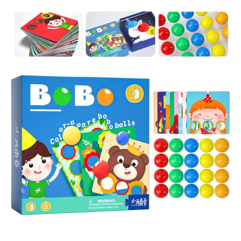 Joc educativ copii Puzzle cu bile si ilustratii pentru motricitate