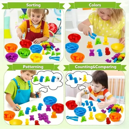 Joc sortare culori Animale din padure Asociere Numarare 36 piese