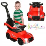 Masinuta 2in1 Rosu cu Maner Parental fara pedale Lumina si muzica