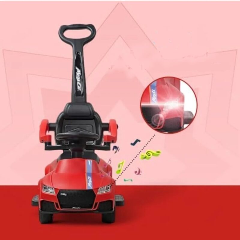 Masinuta 2in1 Rosu cu Maner Parental fara pedale Lumina si muzica