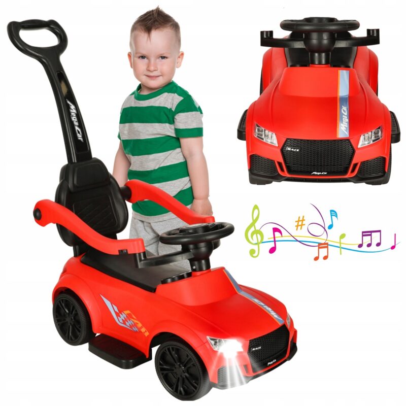 Masinuta 2in1 Rosu cu Maner Parental fara pedale Lumina si muzica