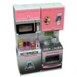 Mini Bucatarie Roz moderna Electrica pentru papusi 2 corpuri