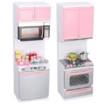 Mini Bucatarie Roz moderna Electrica pentru papusi 2 corpuri