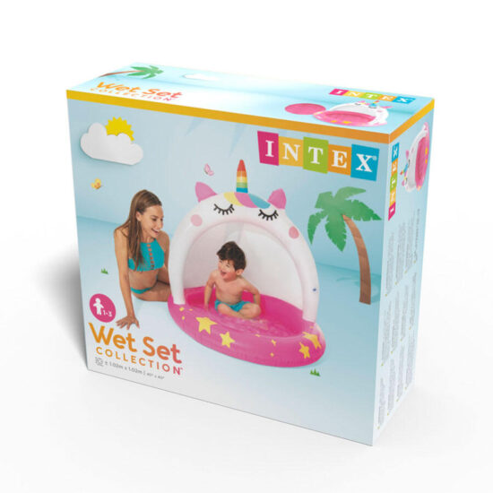 Piscina gonflabila Unicorn de apa cu acoperis pentru copii Intex